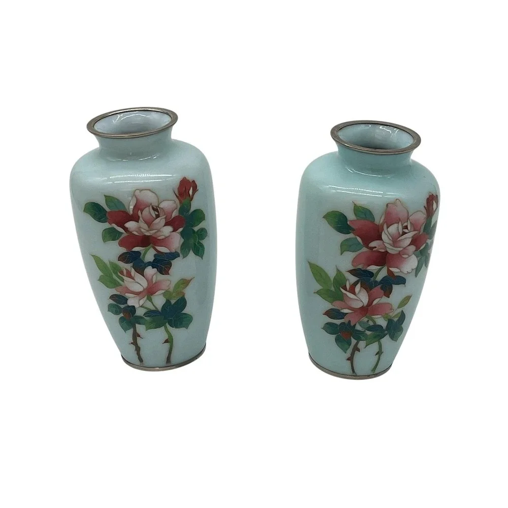 Vintage Sato Cloisonné Pair of 7